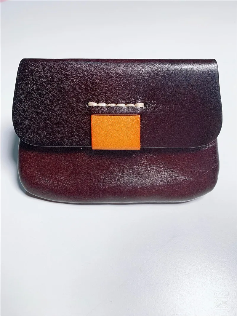 

ALAVCHNV New Lmported Vegetable Tanned Cowhide Wallet Multicolor Hand Stitched Headphone Bag X508