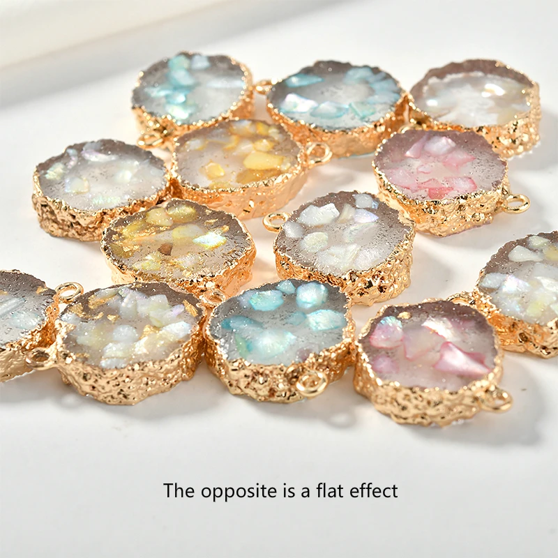 Прозрачная разноцветная ракушка неправильной формы Круглый Кулон из смолы