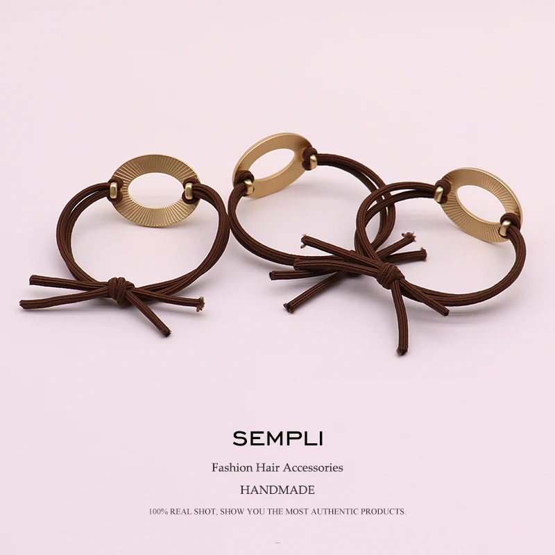 Sempli 1Piece Alloy Glazed Enamel Shape Yellow Color For Women Elastic Hair Bands Kid Children Rubber High Elasticity - купить по
