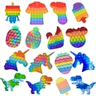 Радужные Пузырьковые игрушки-антистресс в виде животных, сенсорные игрушки для аутизма, сжимание, снятие стресса, мини-игрушки, игра, игрушка для расслабления