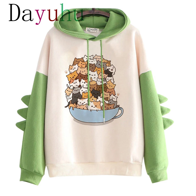 Kawaii Pusheen Кот Harajuku Смешные Мультфильмы толстовки для женщин Ullzang милый корейский