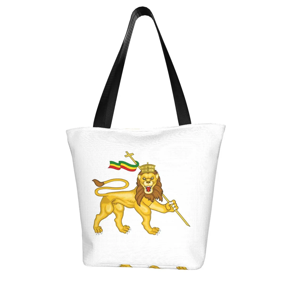 Ethiopian Empire Kingdom Of Judah Transitional Gov Lion Shopping Bag Aesthetic Cloth Outdoor Handbag Female Fashion Bags