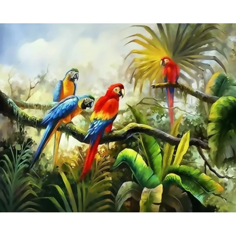 

DIY digital painting picture bird on the branch hand-painted oil painting gift canvas painting and digital home decoration