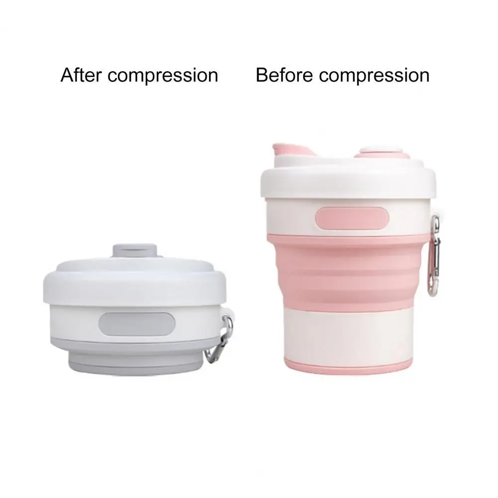 

450ml Leakproof Collapsible Travel Cup with Lid Silicone Outdoor Accessory Folding Camping Cup for Hiking