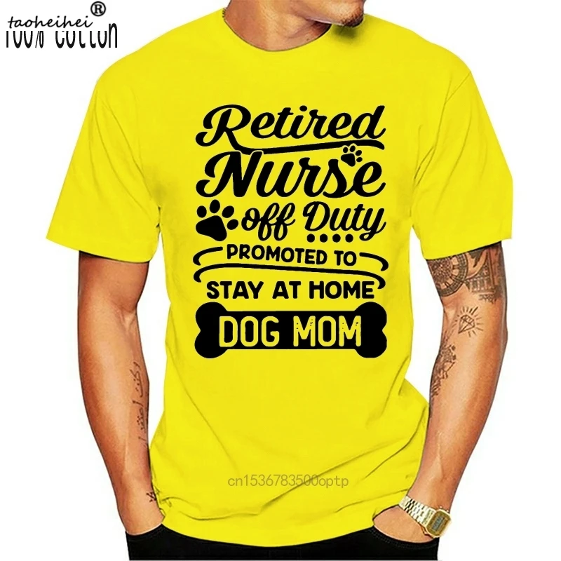 

Retired nurse off duty promoted to stay at home dog mom shirt