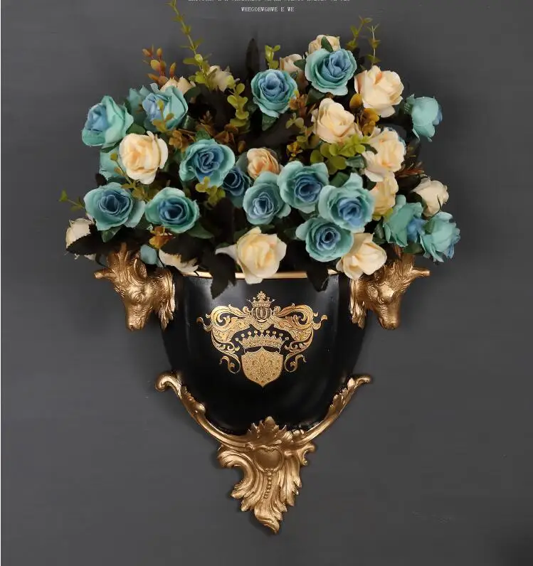 Новая китайская голова оленя настенная ваза из смолы + набор искусственных