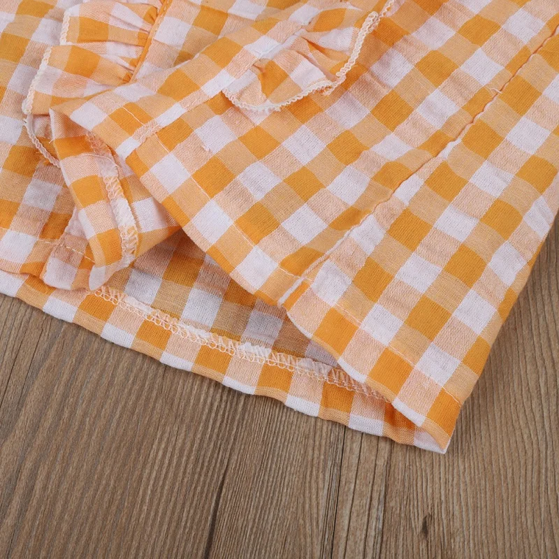 

Girls Summer Vest Two Piece Sleeveless Plaid Top Embroidered Sunflower jean shorts Sets Girls Clothes Casual Outfits