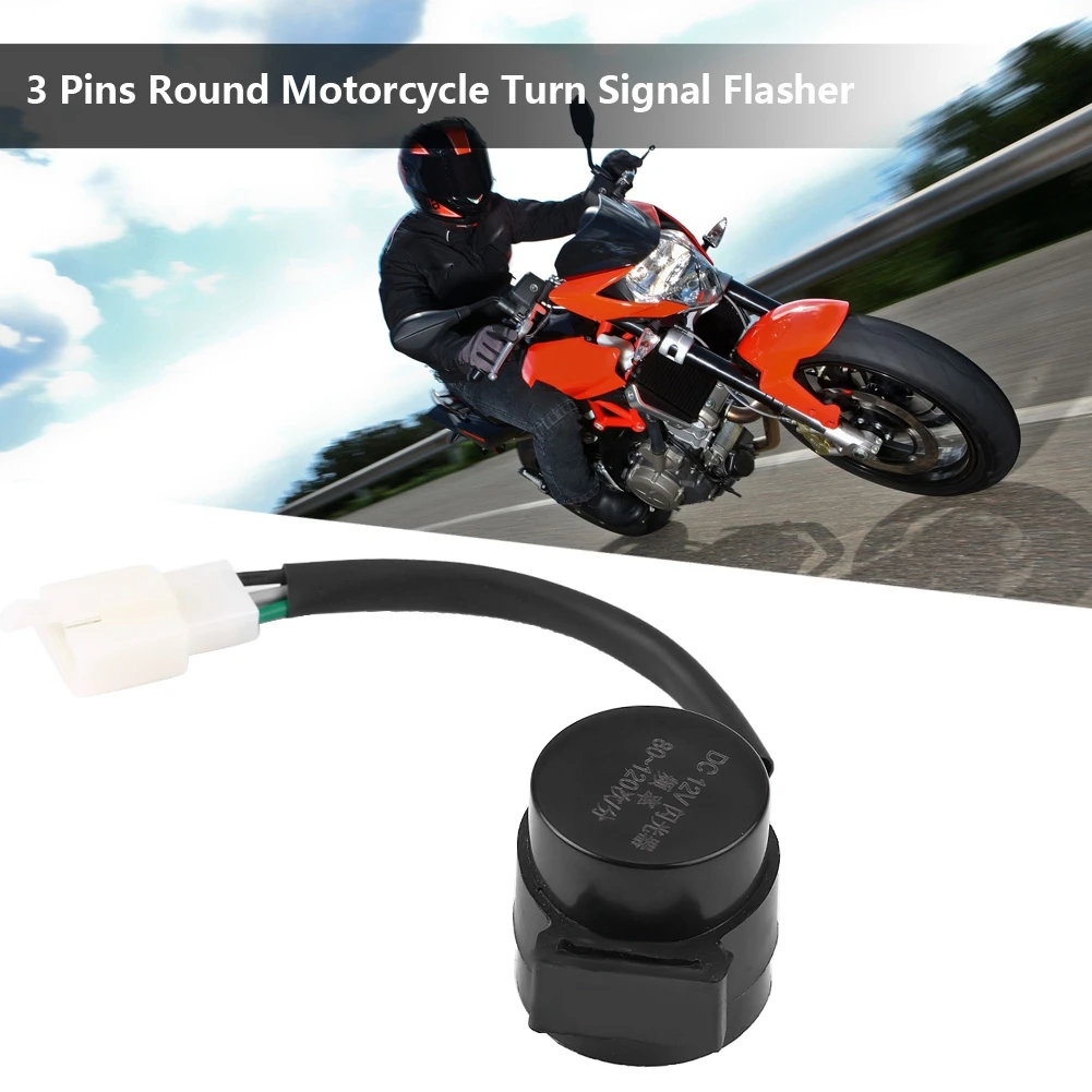 

3 Pins Round Turn Signal Flasher Relay Blinker For GY6 50-250cc Motorcycles Scooters Moped ATV
