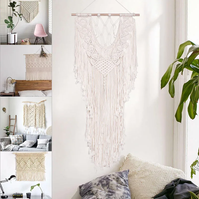 

Hand-woven Tapestry Nordic Style Decorative Wall Hanging Homestay Wall Decoration Tapestry Bohemian Tassel Tapestry Macrame