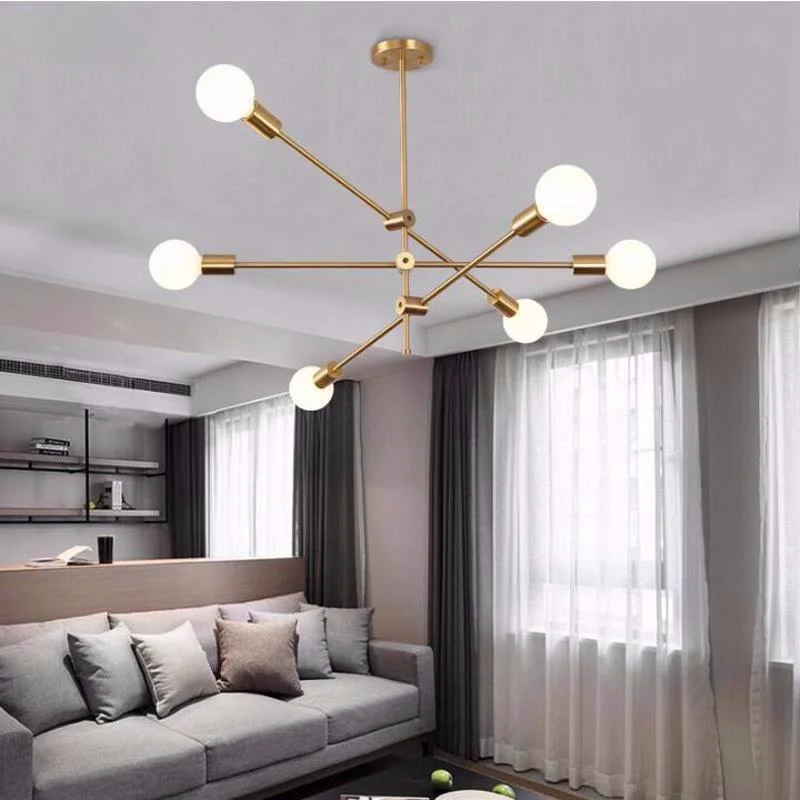 

Nordic Loft Pendant Lights Iron Gold E27 LED Modern Indoor Lighting Luxurious 4 6 8 Heads for Bar Dining Room Decor Pendant Lamp