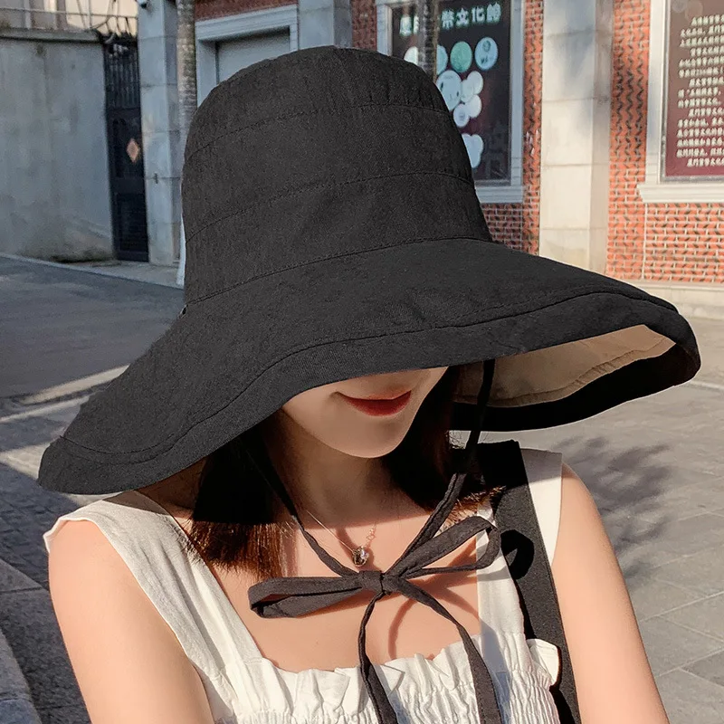 

Women's Big Brimmed Hat Summer Sunscreen Fisherman's Sun Hat Beach Outing Wild Fashion Sun Hat Small Face