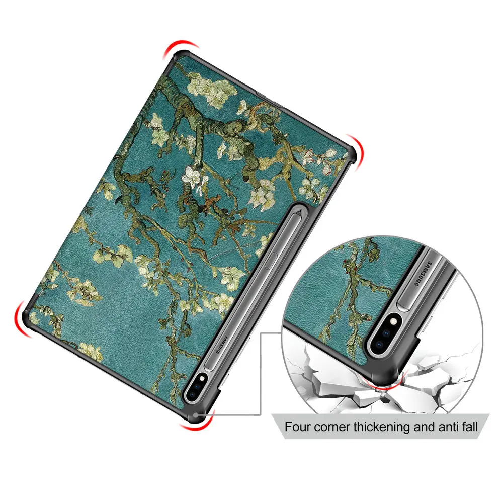 Tablet Folio Smart Leather Flip Case for Samsung Galaxy S7 FE 5G 2021 Book Cover SM-T736 T970 Coque S 7 Plus 12.4 Funda | Компьютеры и