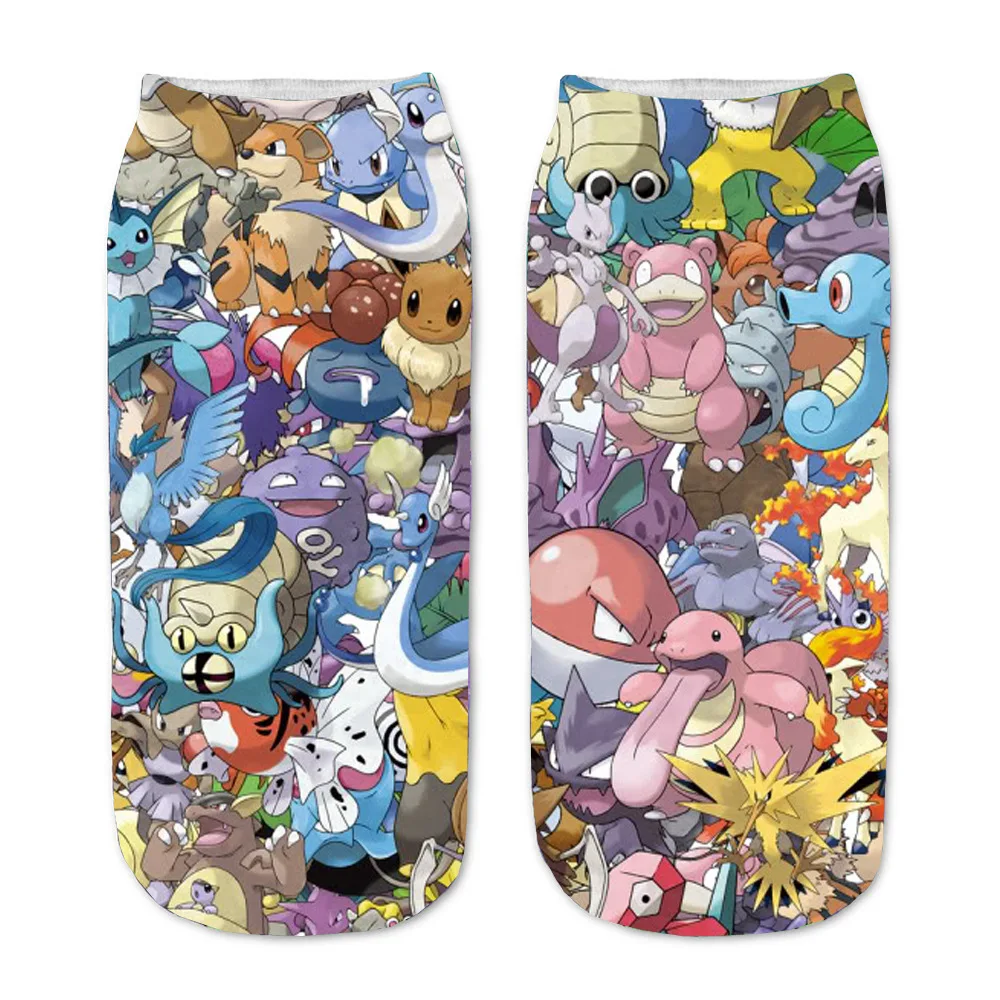 Новые детские носки Pokemon Pikachu со 3D-рисунком аниме Фигуры, милые носки для косплея для мальчиков и девочек из хлопка короткого кроя подарок 22см*7.8см.