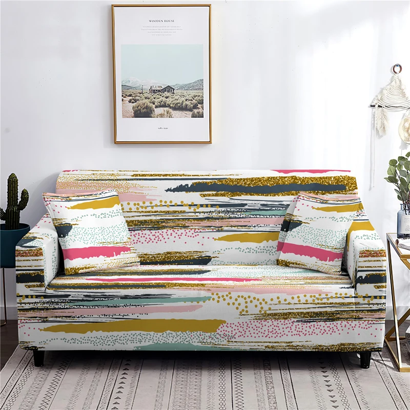 

All-inclusive Elastic Universal Sectional Sofa Cover 3D Printing Soft Silky Stretch Couch Cover Home Decor Dustproof Chair Cover