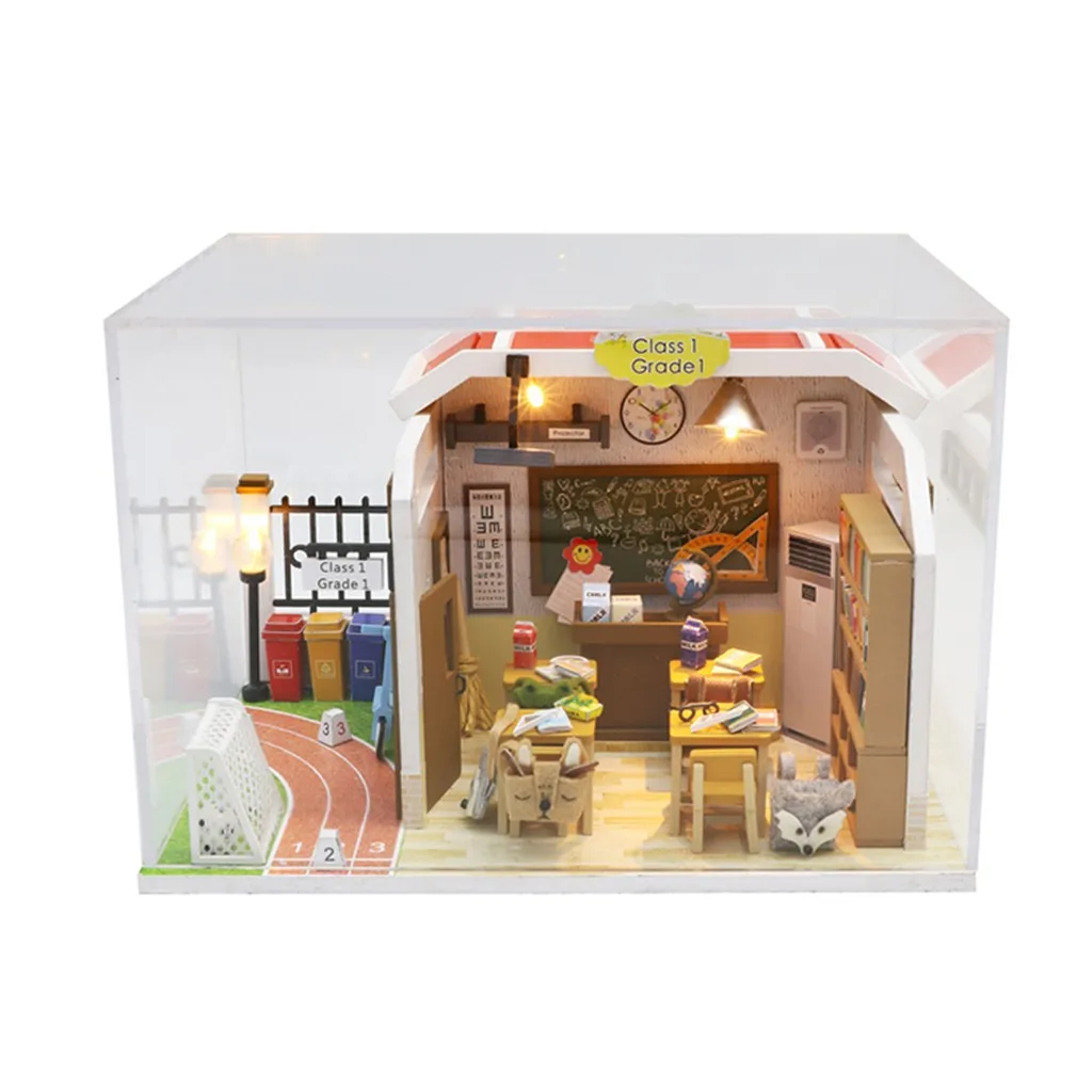 

3d Wooden Diy Miniature Dollhouse Classroom Decoration Creative Toy Crafts Gifts Xmas Kids Toys Juguetes Brinquedos
