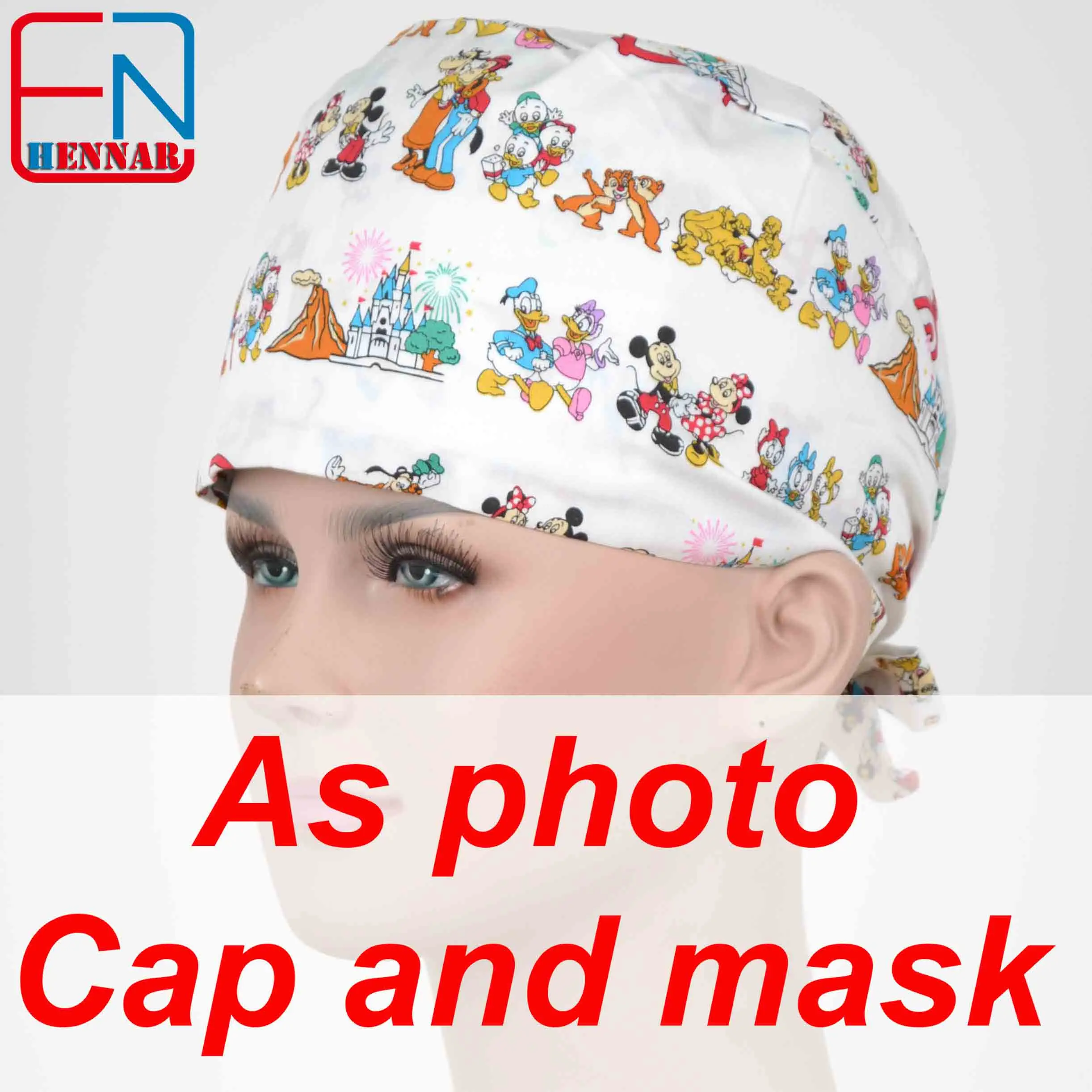 cap and mask НОВЫЕ ХИРУРГИЧЕСКИЕ шапки для женщин медицинские шапки, один размер регулируемый скраб шапки - Цвет: cap and mask