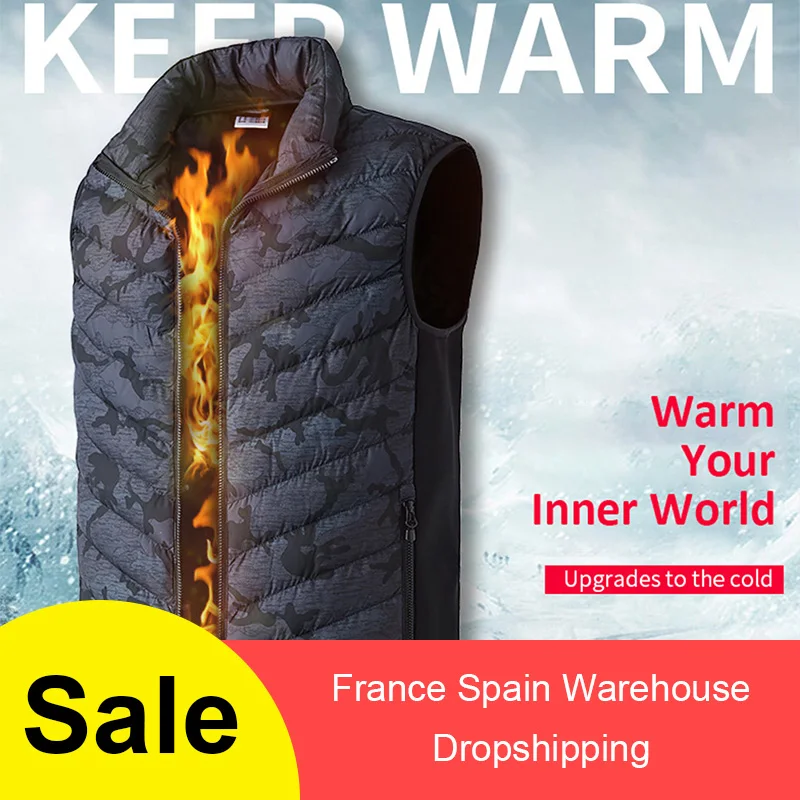 Мужской и женский жилет с электрическим подогревом зимний теплый камуфляжный