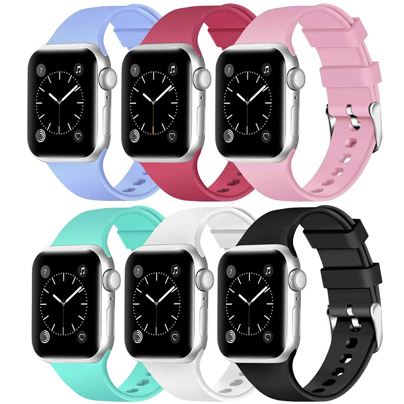 

Newest WatchBand For iWatch Series 6 5 4 42mm 38mm Silicone replacement Bracelet Sports Strap For Apple Watch 3/2 40mm 44mm band