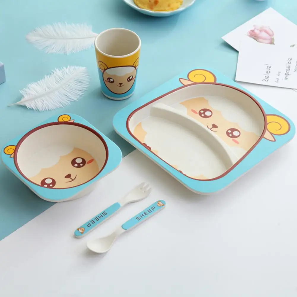 Мультяшная детская миска + ложка вилка столовая посуда для кормления детские