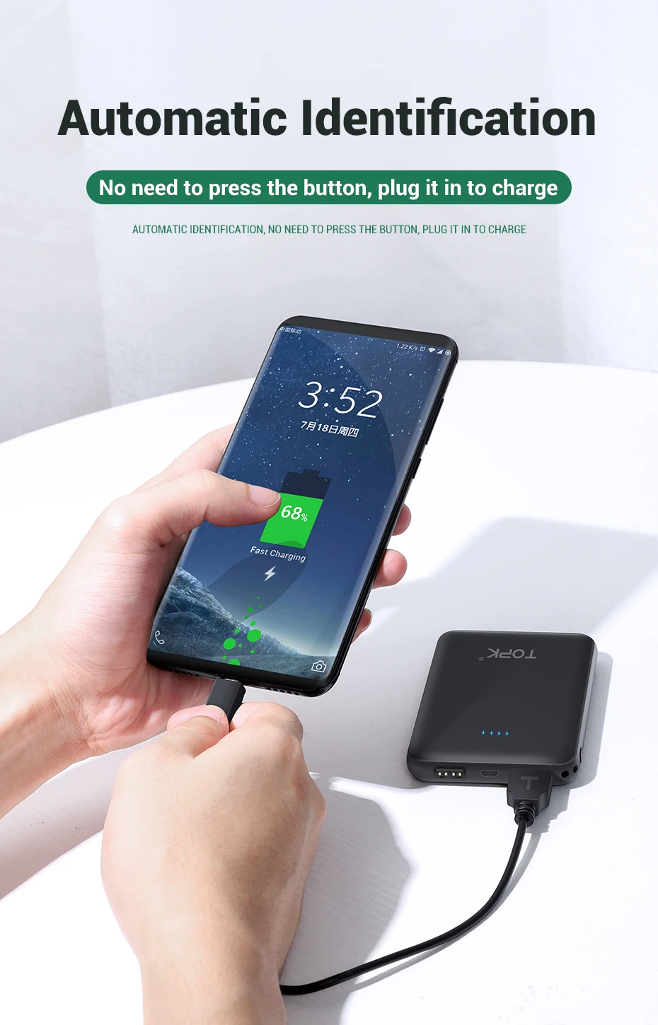 TOPK mi ni power Bank 5000 мАч портативное зарядное устройство power bank для iPhone Xiaomi mi 9 huawei samsung Внешний аккумулятор повербанк