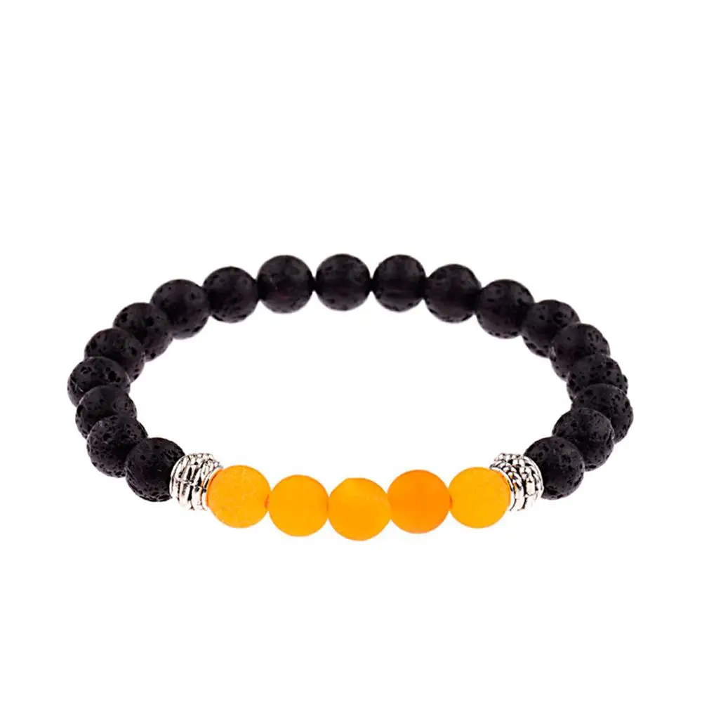 CARTER LISA Charm Мужской 8 мм черный Лава камень белый эластичный бисер браслеты