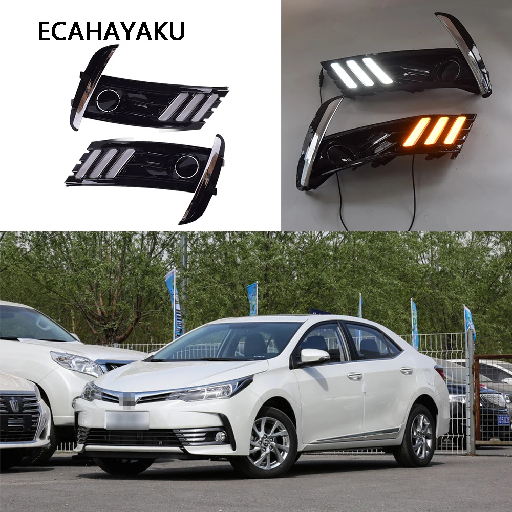 ECAHAYAKU 2 шт. Автомобильные светодиодные дневные ходовые огни для Toyota Corolla 2017