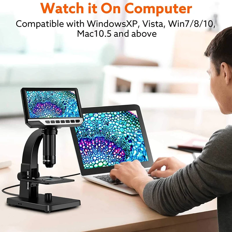 Цифровой микроскоп с ЖК-дисплеем 7 дюймов биологические микроскопы 2000-кратным