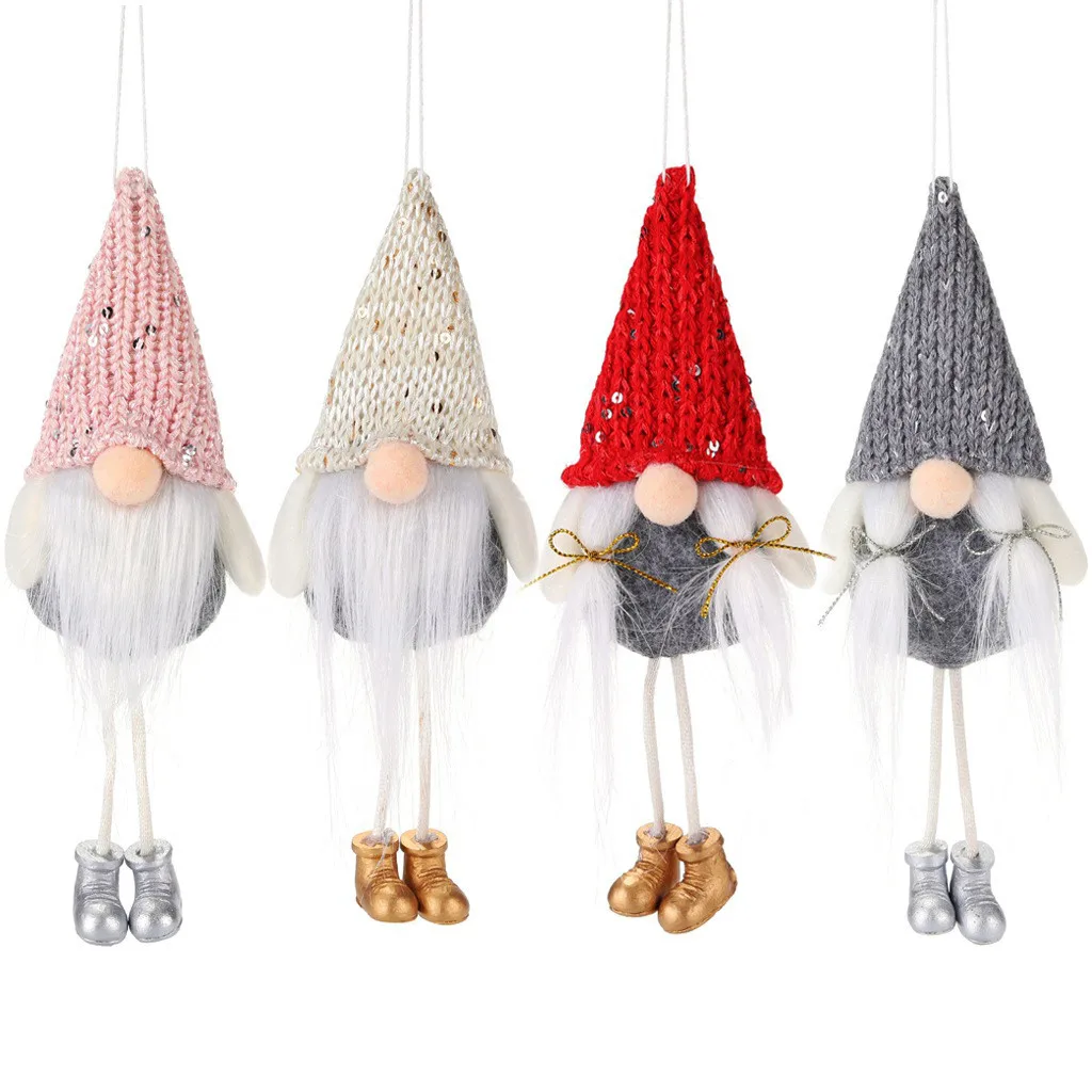 

Christmas Decorations Knitted Sequins Pointed Hat Faceless Doll Pendant Old Man Doll Small Pendant Christmas Ornaments#FS