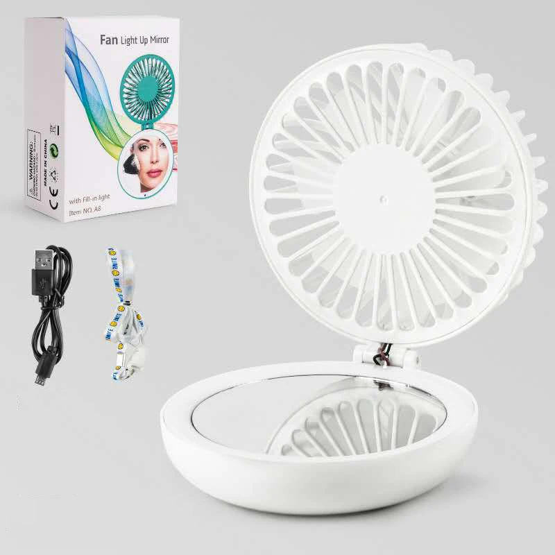 Многофункциональный портативный ручной мини вентилятор для зеркала макияжа с USB