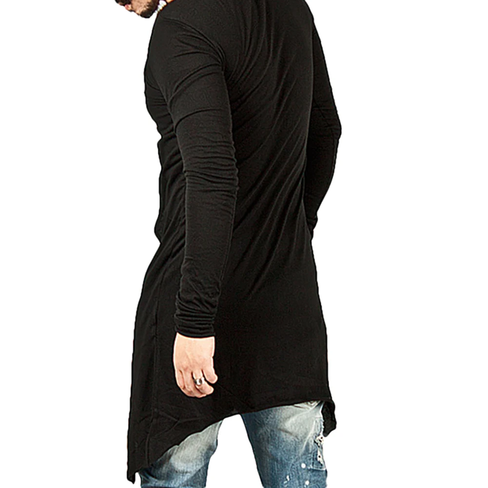 2019 Модные мужские многоярусные ласточкин хвост длинная футболка Топ сплошной