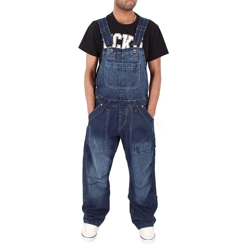 

MORUANCLE Men Cargo Jeans Bib Overalls With Big Pockets Baggy Workwear Tactical Denim Jumpsuits Suspender Pants Loose Fit