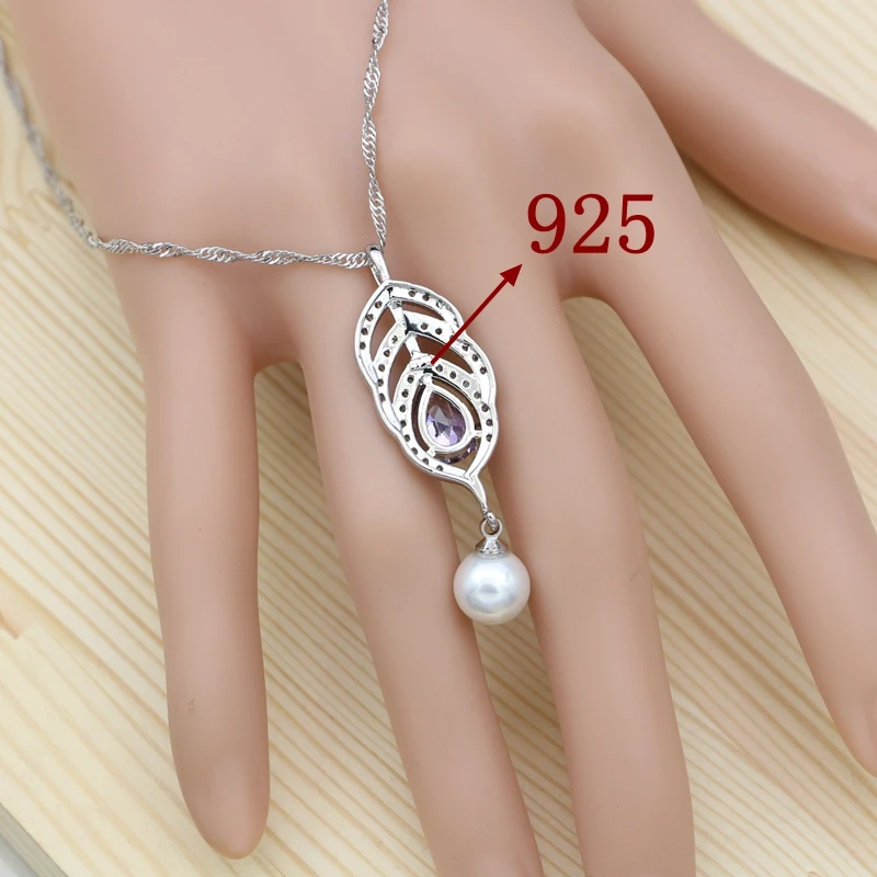 Серебро 925 пробы искусственное украшение для вечеринки фиолетовый кубический