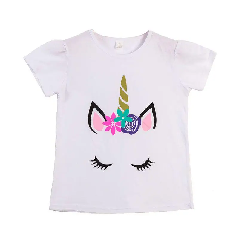 

Children Unicorn Dinosaur T-shirts Summer Cartoon Printed Girls Tees Children Kids Tops Short-sleeve Clothes