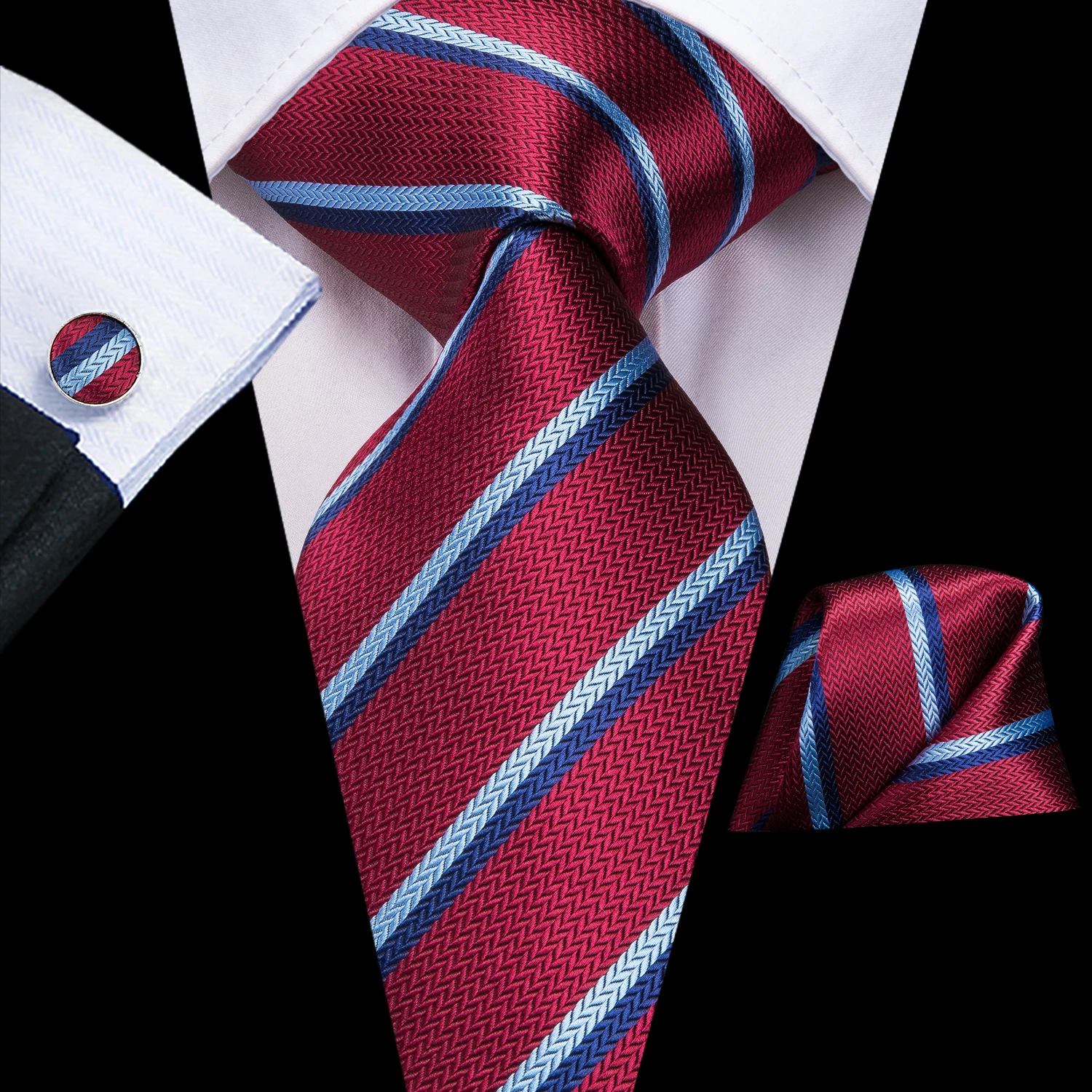 Hi Tie 8 5 см 100% шелковые мужские синие Красные Полосатые Галстуки набор стандартных