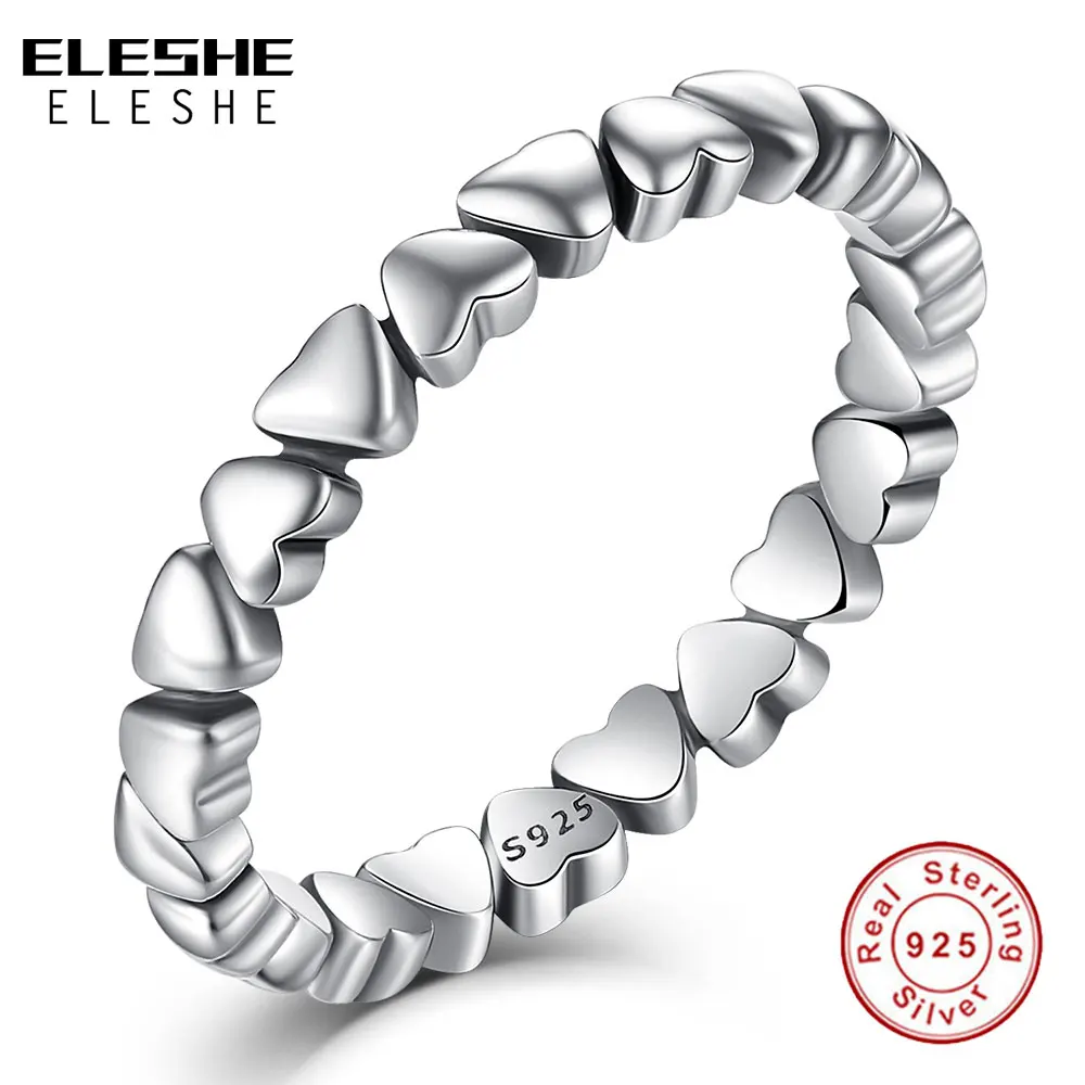 Подлинный кольцо ELESHE серебряное штабелируемое в виде любовь навсегда сердце для