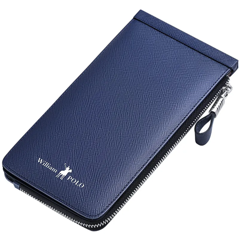 elegant blue Новинка года. Стильный женский и мужской кошелек. Однотонный кошелек из натуральной кожи на молнии. Женский кошелек. Мини-кошелек для бизнес-телефона с отделением для карт - Цвет: elegant blue