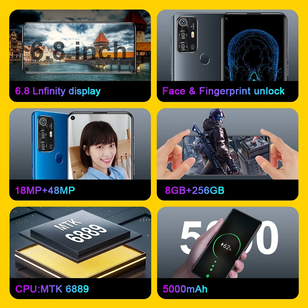 

2020 6,8 V19Pro MediaTek 4 8 256 Face ID Deca Core