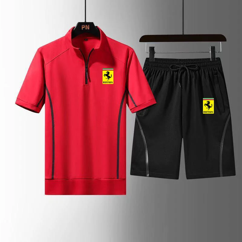 

Men's casual sportswear suit two-piece sportswear brand fashion printing running clothes summer men's fitness clothes men