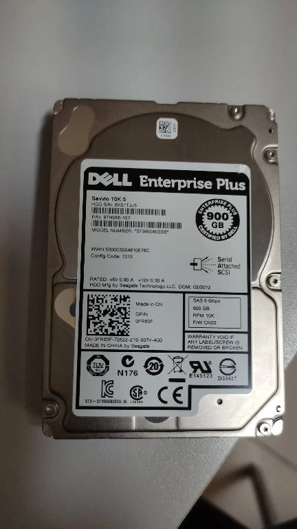 

Dell EqualLogic fr83f 0fr83f 900gb 10k 6gb/s 2.5" RPM SAS st9900805ss HDD