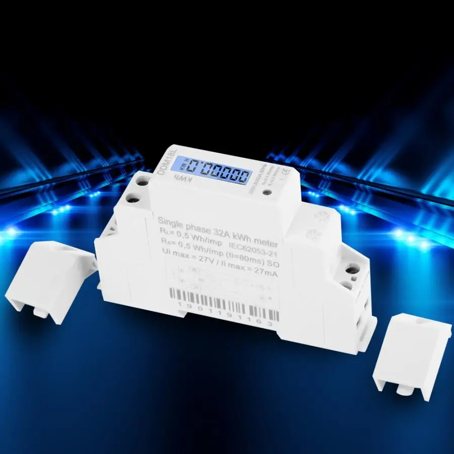 КВтч метр ЖК цифровой дисплей однофазный din рейку измеритель энергопотребления 5