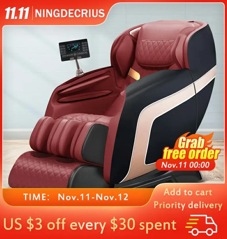 

NINGDECRIUS горячая Распродажа SL массажное кресло для всего тела 3D массажное кресло с эффектом "нулевой гравитации Электрический красная кожа но...
