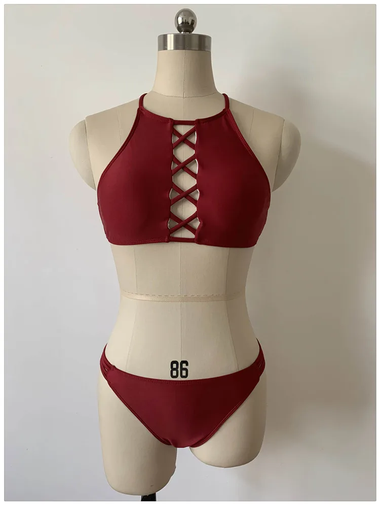 Купальник бикини с эффектом пуш ап черный/красный|Купальники| |