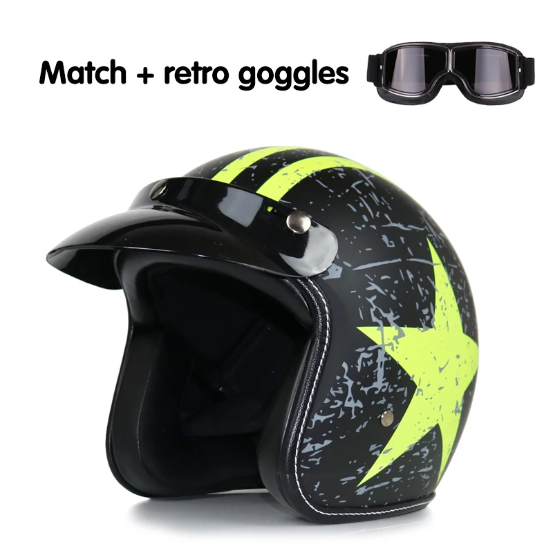 Мотоциклетный шлем для мужчин и женщин Классический ретро с открытым лицом 3/4 |