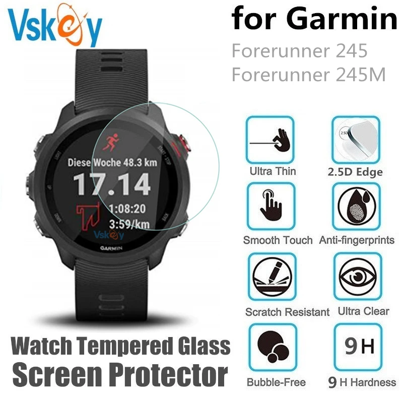 VSKEY 10 шт. закаленное стекло для Garmin Forerunner 245 Защитная пленка экрана умных наручных