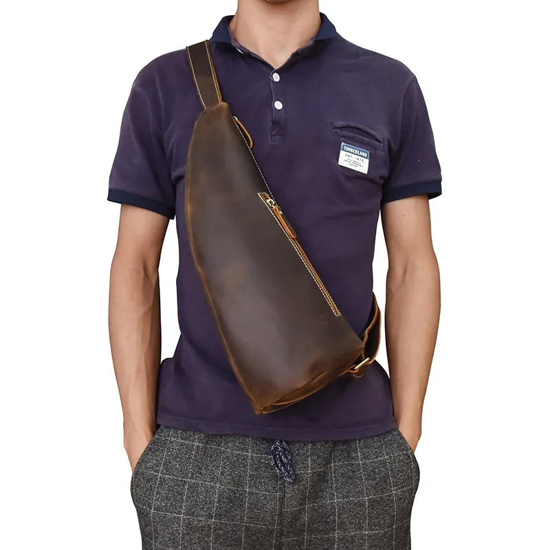 Luxury Designer Men Bag Genuine Leather Man Purse Chest Pack with Phone Pouch |