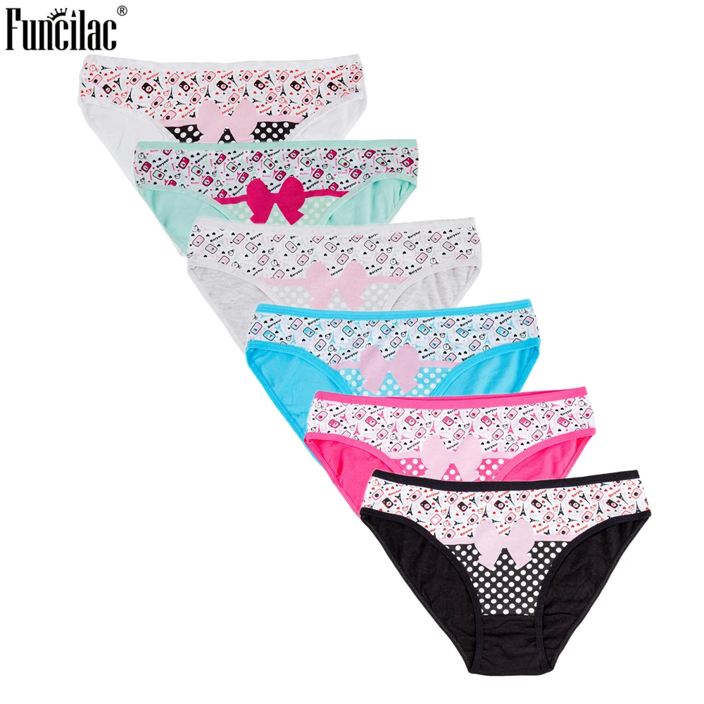 FUNCILAC Для женщин нижнее белье хлопковые живой в горошек трусы с заниженной талией