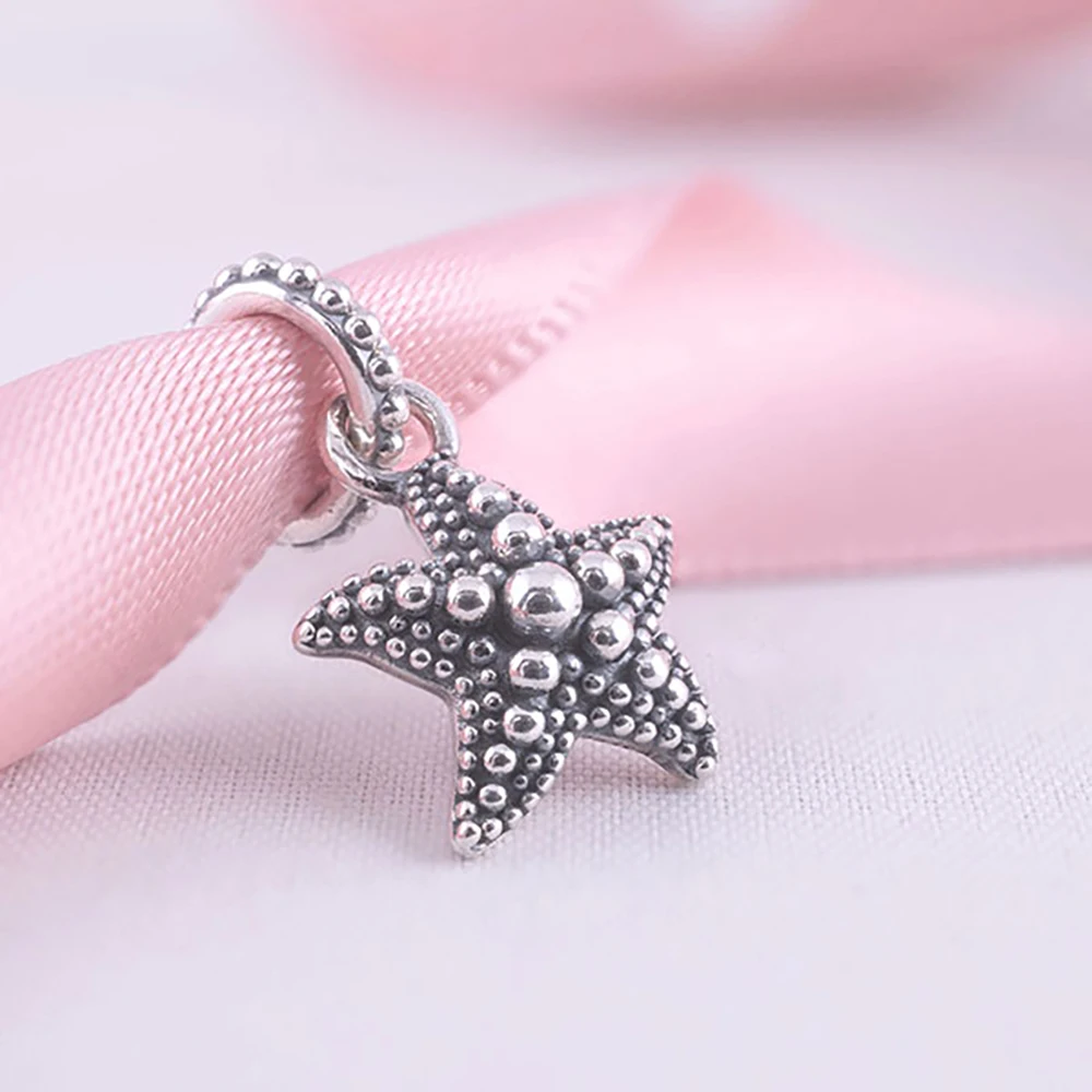 

Danturn 925 Sterling Silver Bead Beaded Starfish Pendant Compatible With Original Pandora Necklaces Women DIY Jewelry Making