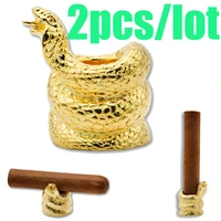 2pcslot snake cigar stand holder portable pure copper cigarette travel stander mini detachable smoking tools accessories golden