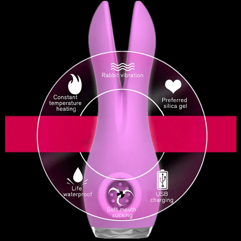 Вибратор сосущий с подогревом вибраторы кролика Стимулятор точки G клитора USB