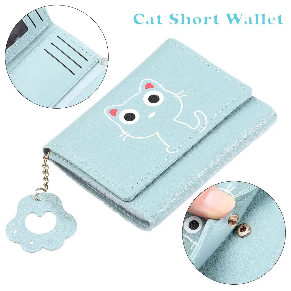 

Fashion Purse Ladies Leather Credit Card Holder Women Wallet Money Bag Cat Short Wallet